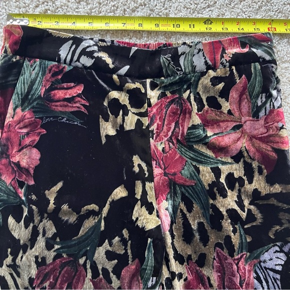 Chicos Wide Leg Pants Size 10 Velvet Floral Holiday Party Artsy - Picture 5 of 11